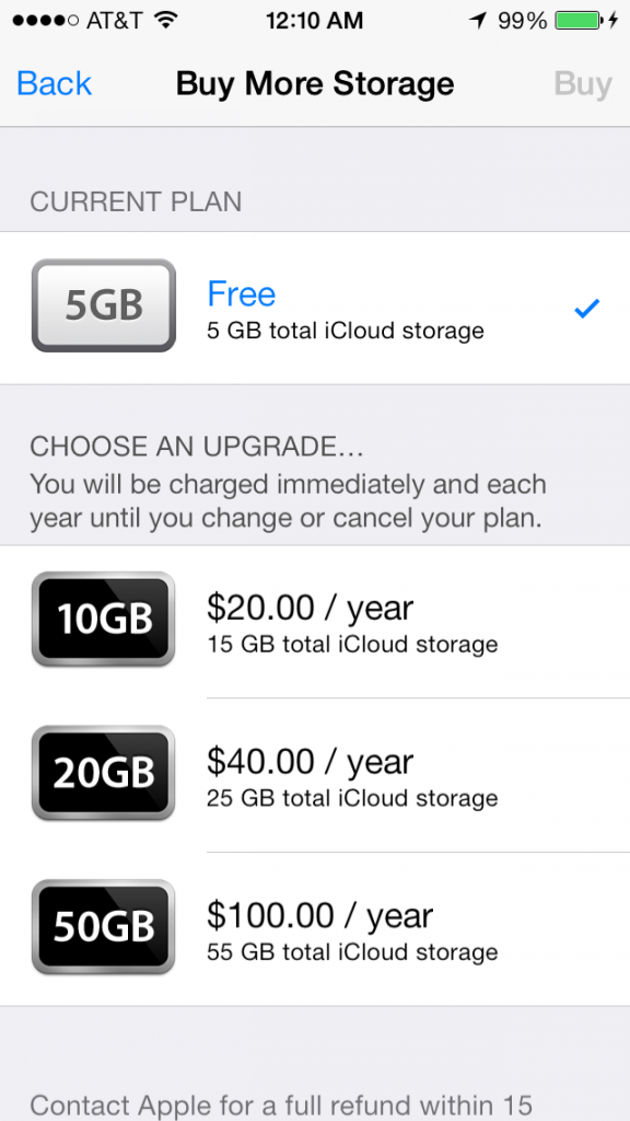 iCloud Storage Options